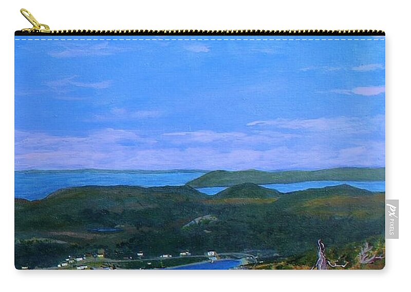 View From Sugarloaf Hill Ship Harbour Bottom Zip Pouch featuring the painting View from Sugarloaf Hill Ship Harbour Bottom by Barbara A Griffin
