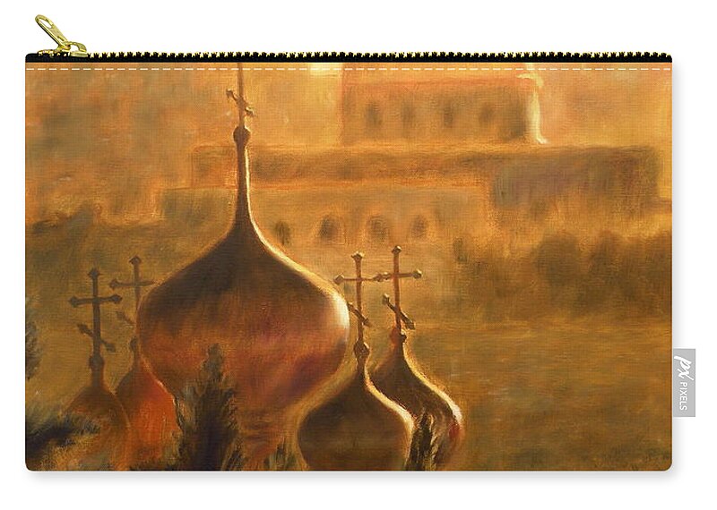 View From The Mount Of Olives Zip Pouch featuring the painting View from the Mount of Olives Jerusalem by Uma Krishnamoorthy