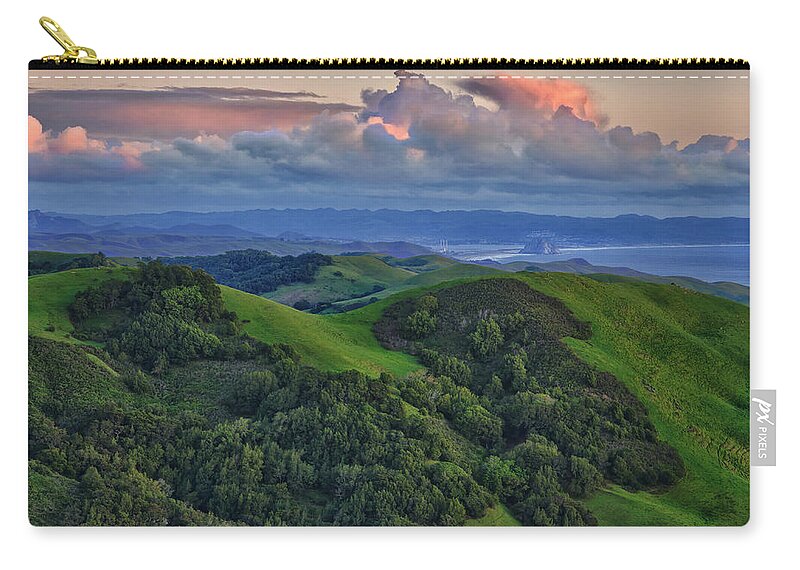 Sunset Zip Pouch featuring the photograph View of Morro Bay by Beth Sargent