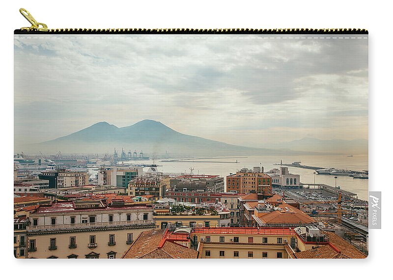 Tranquility Zip Pouch featuring the photograph View Of Mount Vesuvius Over Naples by Kevin C Moore