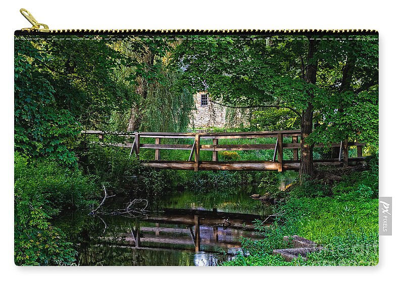 Sussex County Zip Pouch featuring the photograph View of the Grist Mill at Waterloo Village by Eleanor Abramson