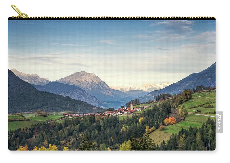 Tranquility Zip Pouch featuring the photograph View Of Unterleins In Tyrol by Thomas Winz