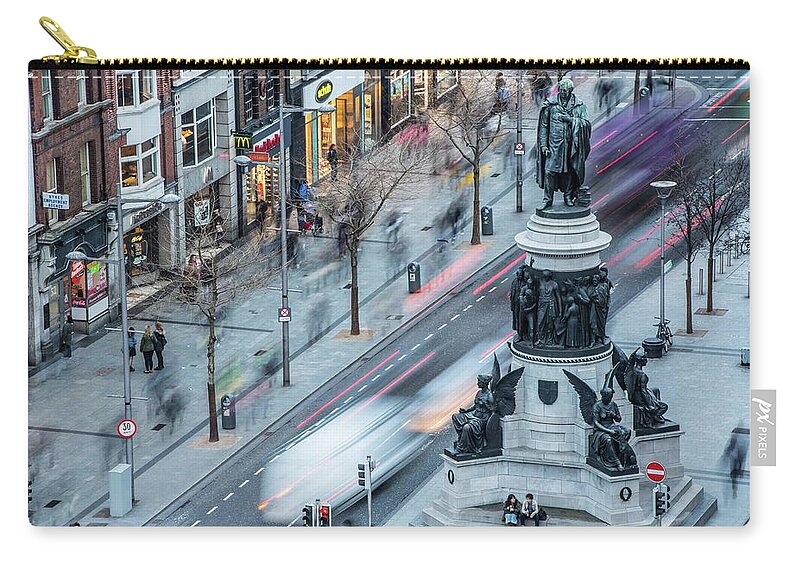 Dublin Zip Pouch featuring the photograph Viewpoint Over Oconnell Street, Dublin by David Soanes Photography