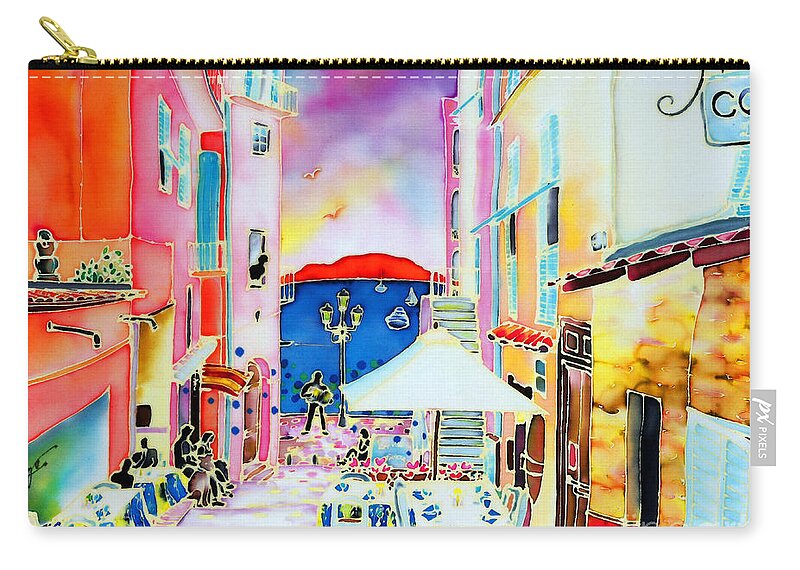 South France Zip Pouch featuring the painting Villefranche by Hisayo OHTA