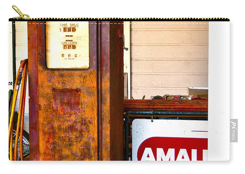 Gas Pump Zip Pouch featuring the photograph Vintage Bassett Gas Pump  by Lesa Fine