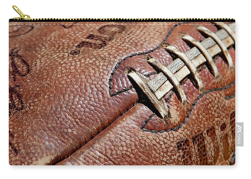 Football Zip Pouch featuring the photograph Vintage Football by Art Block Collections