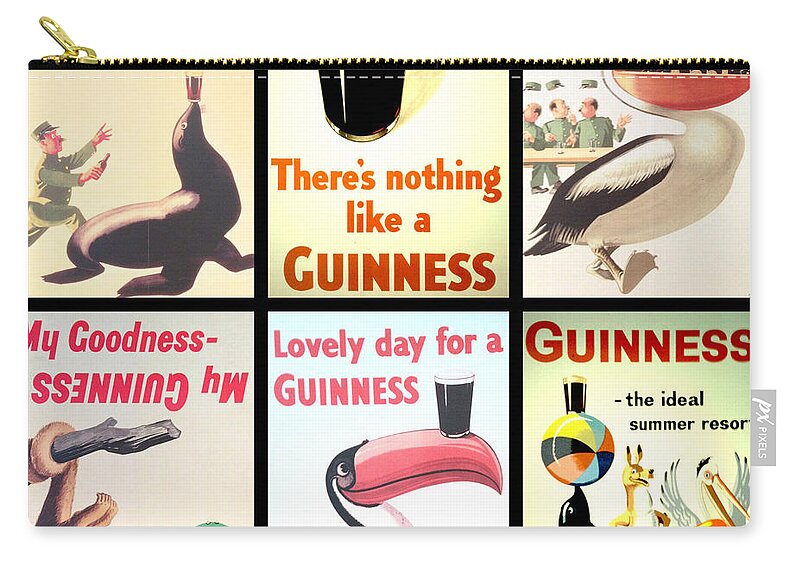 Guinness Collage Carry-all Pouch featuring the digital art Vintage Guinness by Georgia Fowler