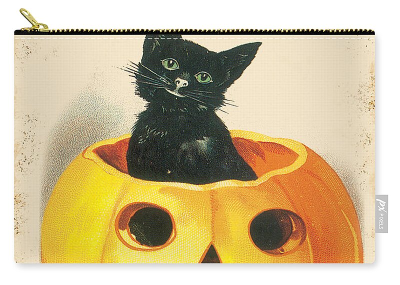 Halloween Zip Pouch featuring the painting Vintage Halloween-K by Jean Plout