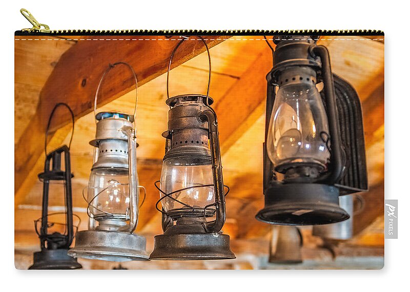 Kerosene Zip Pouch featuring the digital art Vintage Oil Lanterns by Paul Freidlund