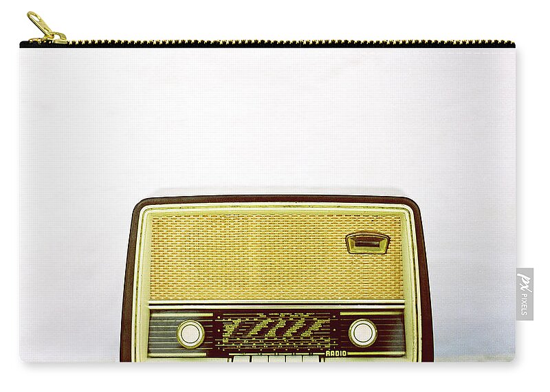 White Background Zip Pouch featuring the photograph Vintage Radio by Thanasis Zovoilis