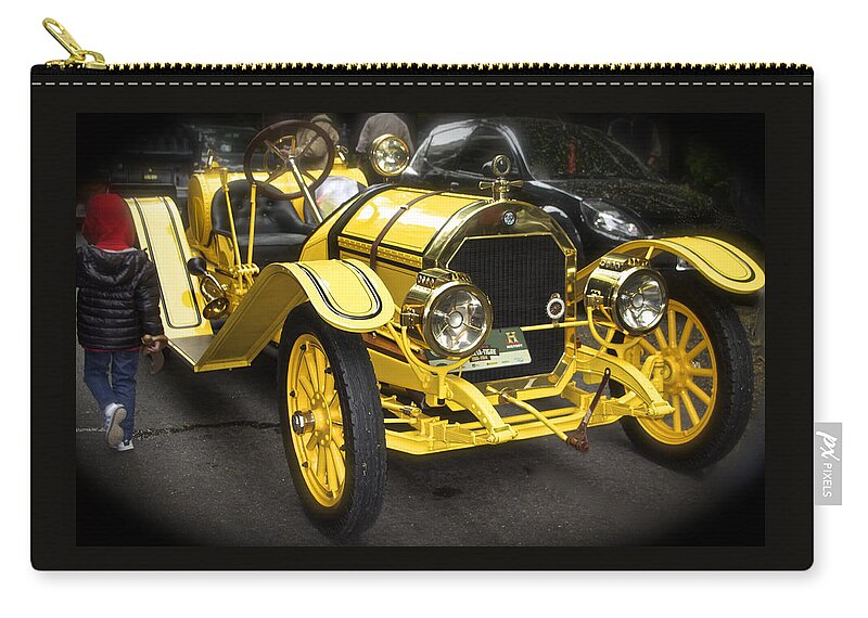 Automobile Zip Pouch featuring the photograph Vintage Yellow Roadster by Venetia Featherstone-Witty