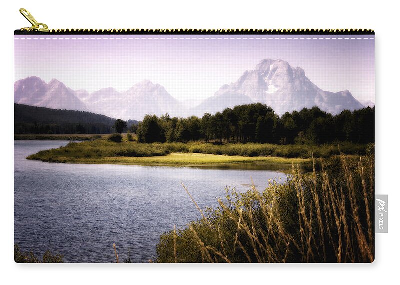Tetons Zip Pouch featuring the photograph Violet Tetons by Ron White