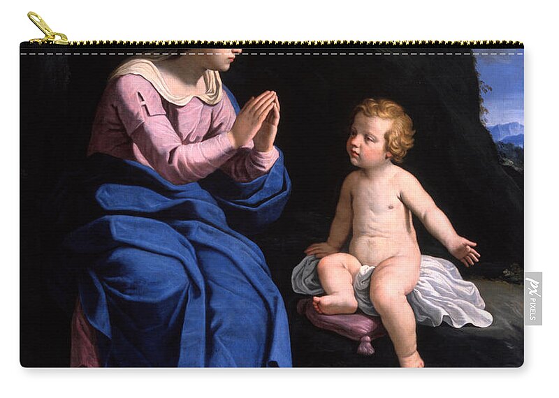 Madonna And Child Zip Pouch featuring the painting Virgin of the Ghiara by Ludovico Lana