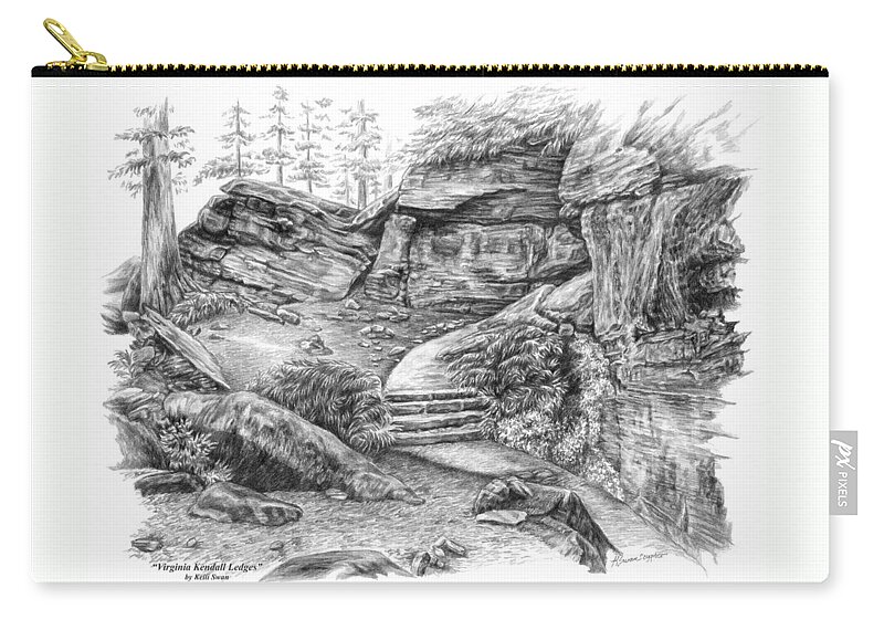 Cuyahoga Valley Zip Pouch featuring the drawing Virginia Kendall Ledges - Cuyahoga Valley National Park by Kelli Swan