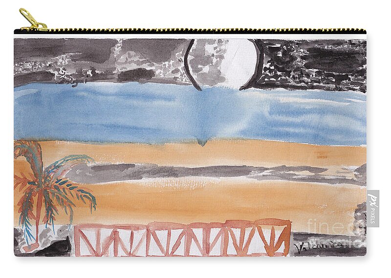 A Terrace That Looks Out Onto A Moonlit Night. Zip Pouch featuring the painting Volcanica by Douglas Friedman