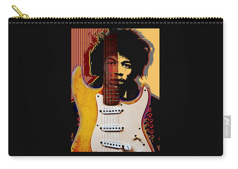  Jimi Hendrix Zip Pouch featuring the digital art Jimi Hendrix Electric Guitarist by Larry Butterworth