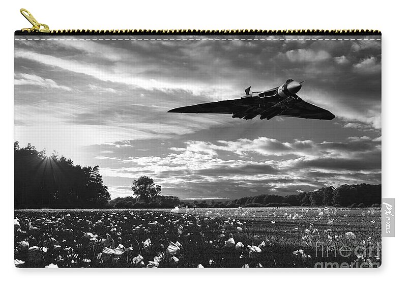 Vulcan Bomber Poppy Zip Pouch featuring the digital art Vulcan History Mono by Airpower Art