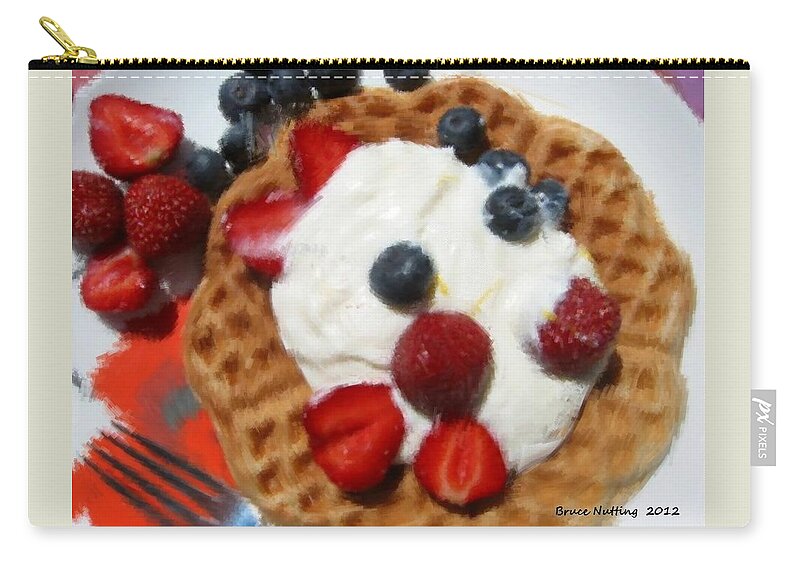 Blueberries Zip Pouch featuring the painting Waffles by Bruce Nutting