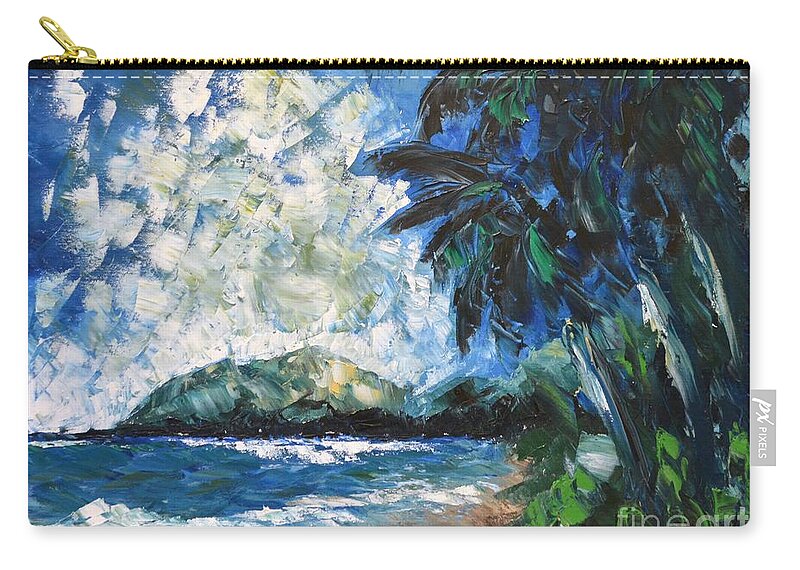 Seascape Zip Pouch featuring the painting Waimanalo by Larry Geyrozaga