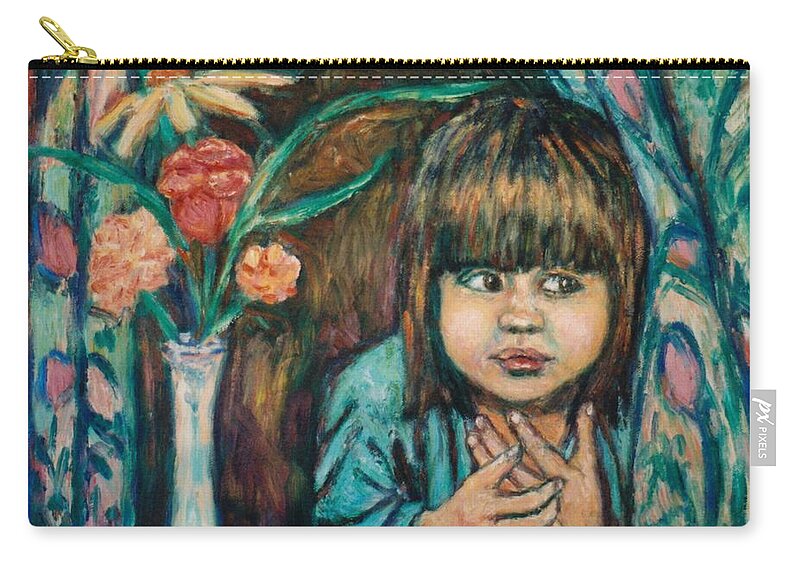  Young Girl Zip Pouch featuring the painting Waiting by Kendall Kessler