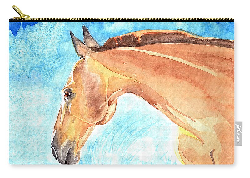 Watercolours Zip Pouch featuring the painting Waiting Silently by Kate Black