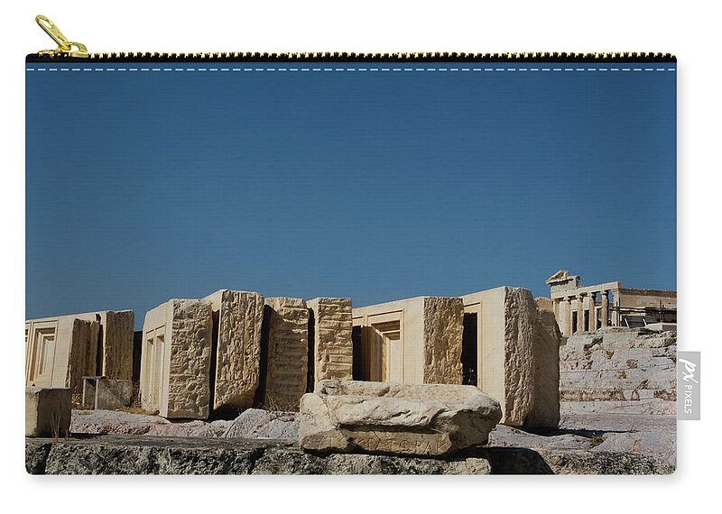 Acropolis Zip Pouch featuring the photograph Waiting Tablets at Acropolis by Lorraine Devon Wilke