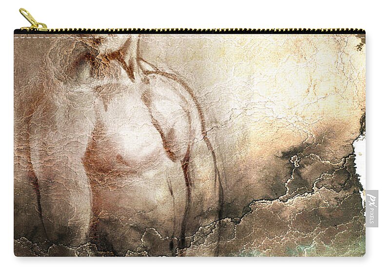 Figurative Zip Pouch featuring the drawing Waiting with mood texture by Paul Davenport
