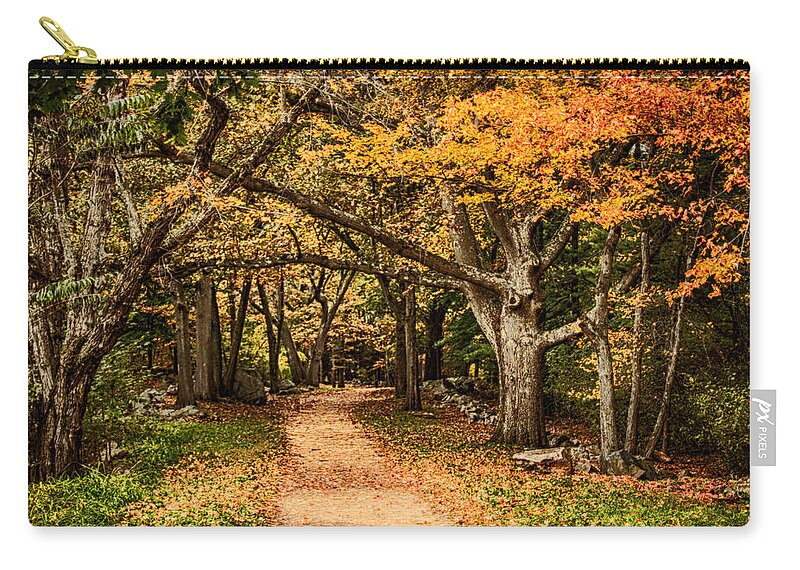 Autumn Foliage New England Zip Pouch featuring the photograph Walk in the woods by Jeff Folger