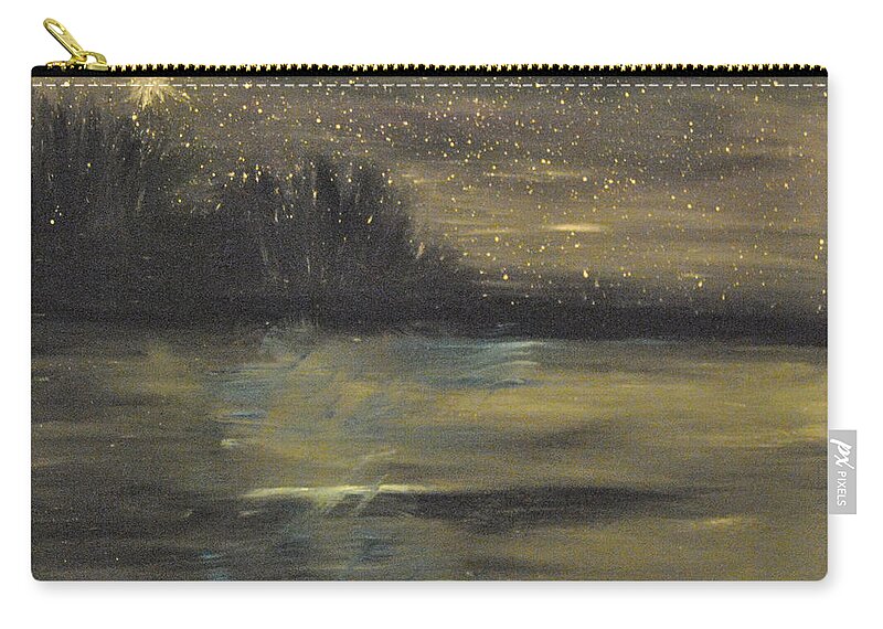 Night Sky Zip Pouch featuring the painting Walk on the night Beach by Suzanne Surber