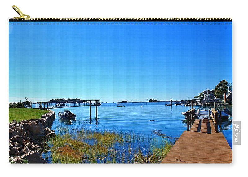 Stony Creek Zip Pouch featuring the photograph Walk the Docks by Catie Canetti