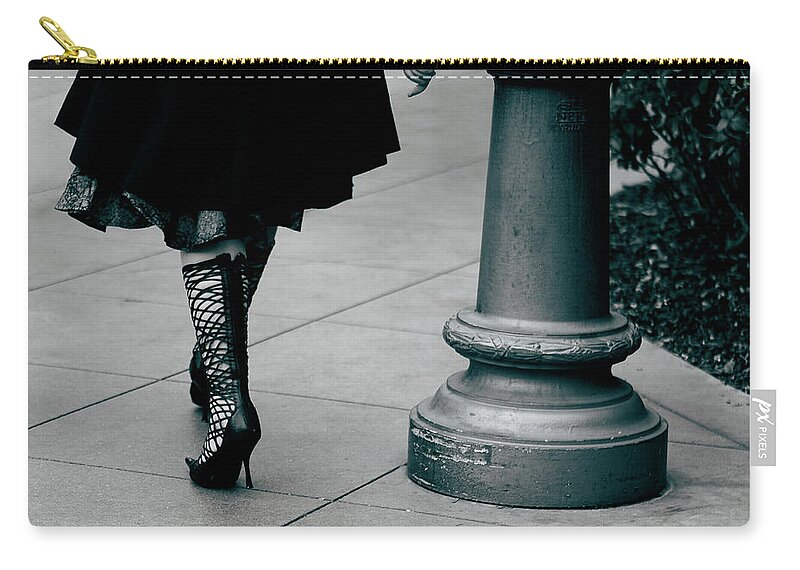 Black And White Zip Pouch featuring the photograph Walk This Way by Lorraine Devon Wilke