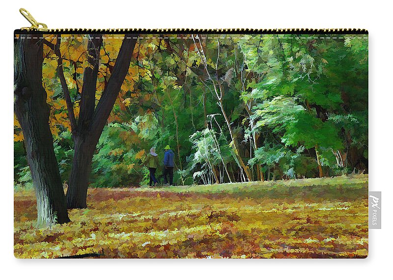 Autumn Zip Pouch featuring the photograph A Walk Through the Park by Allen Beatty