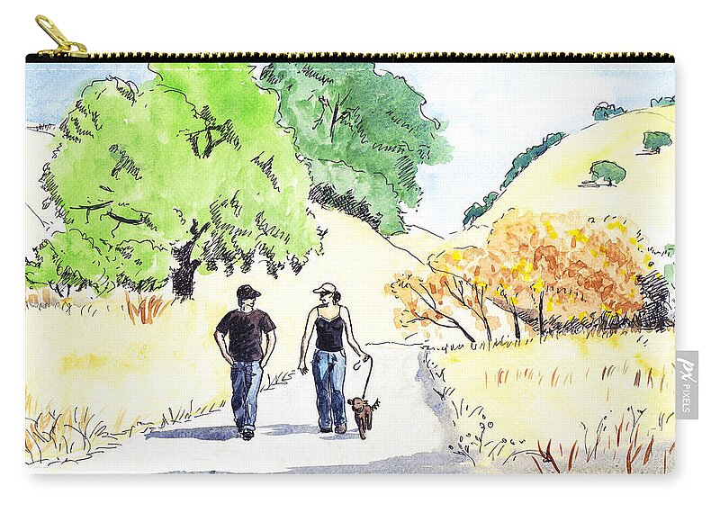 Man Zip Pouch featuring the painting Walking In the Park by Masha Batkova