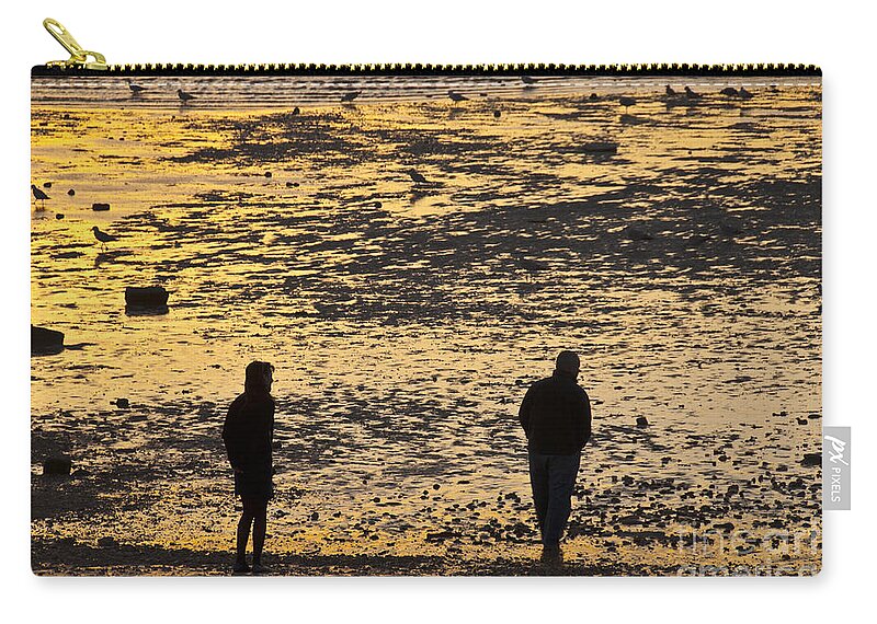 Walkers Zip Pouch featuring the photograph Strangers On A Shore - Walking Silhouettes by James Lavott
