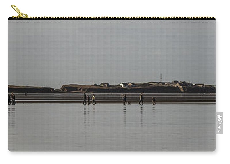 Hilbre Island Carry-all Pouch featuring the photograph Walking the Wall by Spikey Mouse Photography