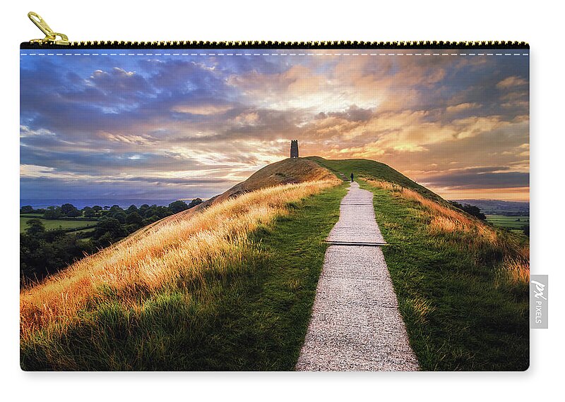 Scenics Zip Pouch featuring the photograph Walking Up Glastonbury Tor, Somerset by Joe Daniel Price