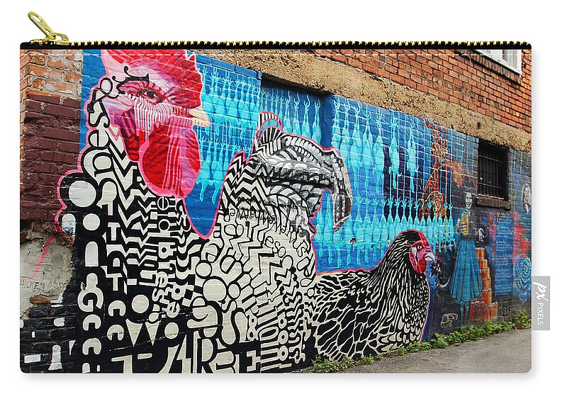 Brick Buildings Zip Pouch featuring the photograph Wall of Chicken by Jennifer Robin