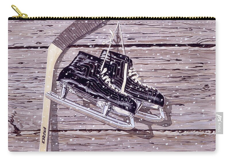 Hockey Zip Pouch featuring the painting Wall of Fame by Richard De Wolfe