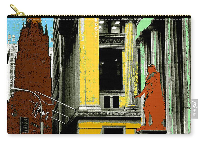 New+york Zip Pouch featuring the painting New York Pop Art 99 - Color Illustration by Peter Potter