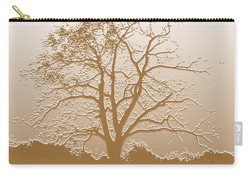 Sunrise Zip Pouch featuring the digital art Walnut Tree Series Plaster Golden by Conni Schaftenaar