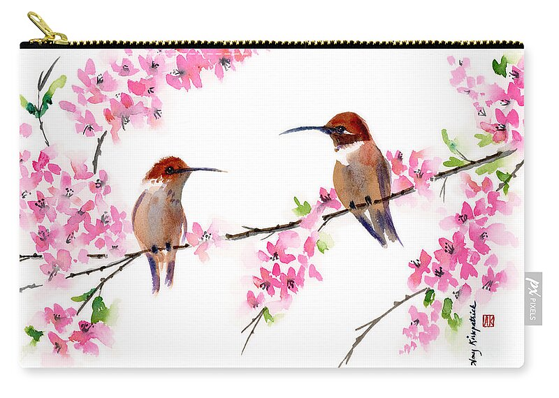 Hummingbird Zip Pouch featuring the painting Entre Nous by Amy Kirkpatrick