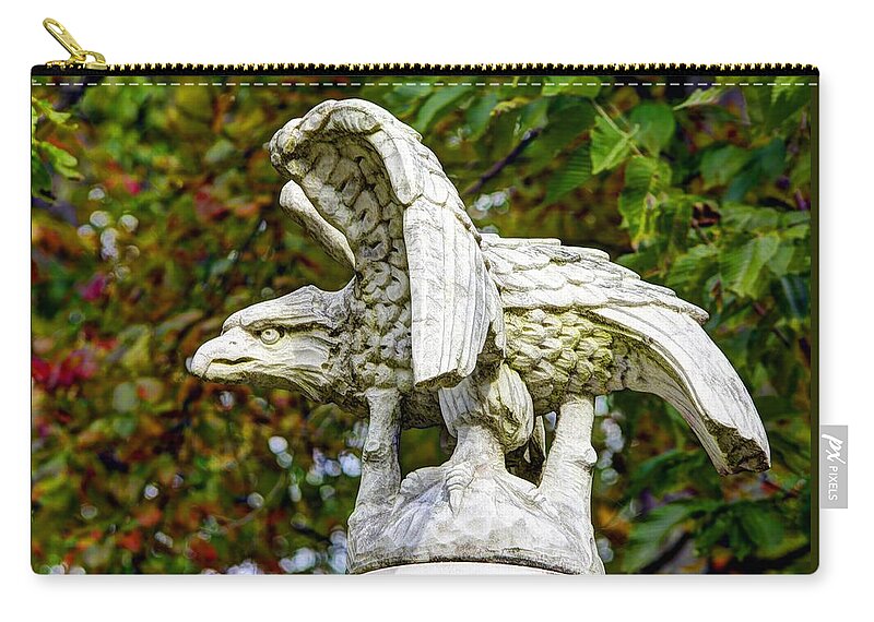 Civil War Zip Pouch featuring the photograph War Eagles - Vermont Company F 1st U. S. Sharpshooters Pitzer Woods Gettysburg by Michael Mazaika