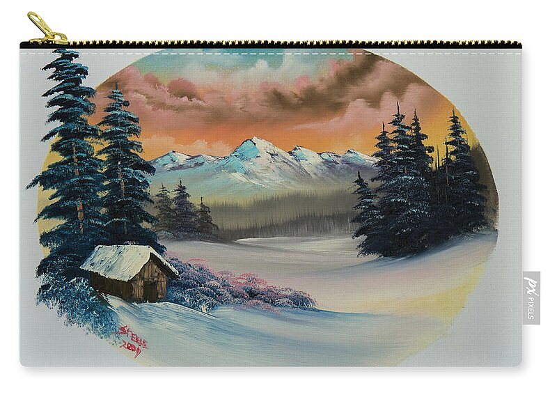 Landscape Zip Pouch featuring the painting A Warm Winter's Day by Chris Steele