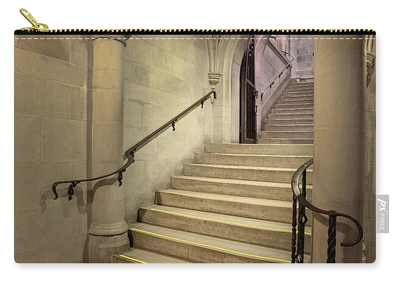 National Cathedral Zip Pouch featuring the photograph Washington Cathedral Staircase Architecture by Susan Candelario
