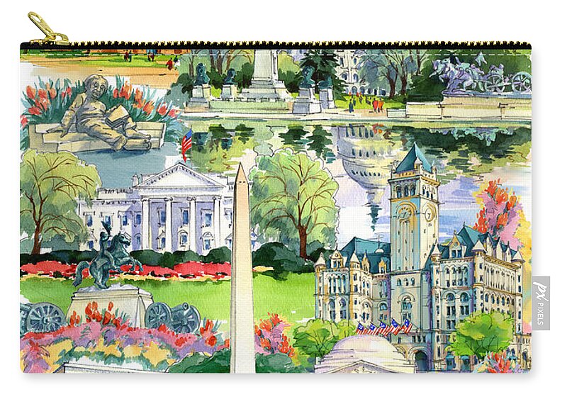 Washington Carry-all Pouch featuring the painting Washington DC painting by Maria Rabinky
