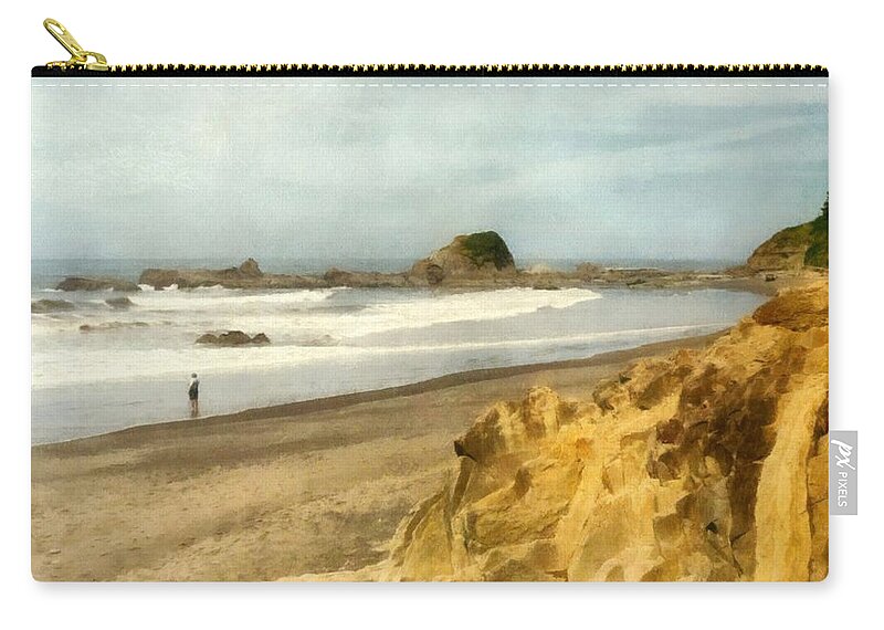 Washington State Coastline Zip Pouch featuring the photograph Washington State Seastacks by Michelle Calkins