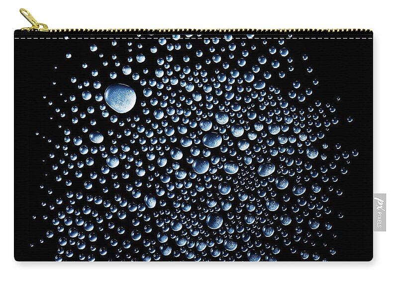Black Background Zip Pouch featuring the photograph Water Droplets On Black Background by Biwa Studio