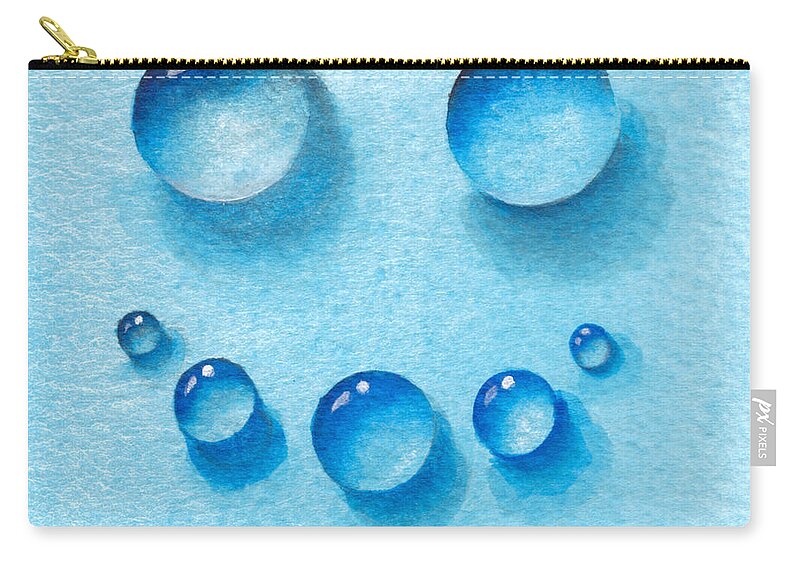 Water Zip Pouch featuring the painting Water Happy Face by Oiyee At Oystudio