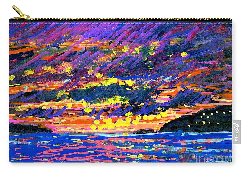 Sunset Zip Pouch featuring the painting Water island Sunset by Candace Lovely
