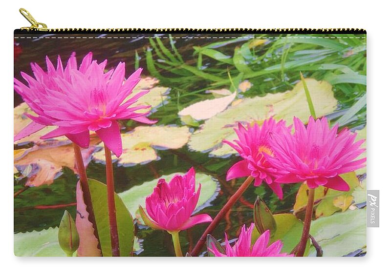 Water Lilies Zip Pouch featuring the photograph Water Lilies 009 by Robert ONeil